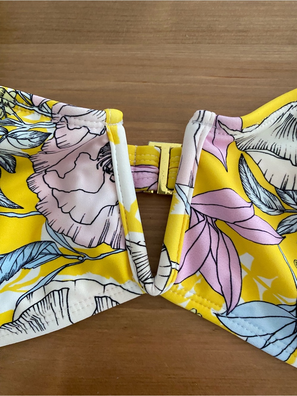 Yumi Kim Sz L Bora Bora Yellow Deep Sea Bandeau Top W/ Removable Straps - Picture 3 of 11